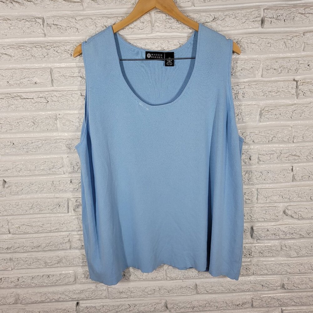 Maggie Barnes Women’s 2X Tank Top Blue Sleeveless Plus Size 22/24W Knit BLU89E